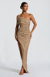 Laverna Midi Dress - Beige Dress Babyboo Fashion Premium Exclusive Design